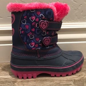 ❄️Girl’s snow boots. Dark bluish/purple and pink